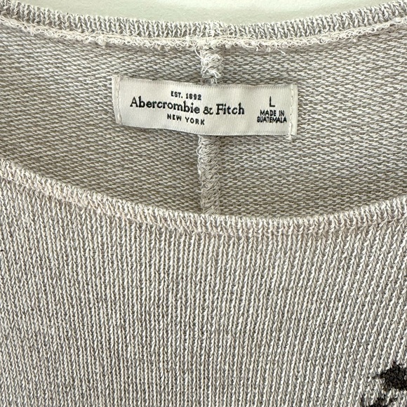 Abercrombie & Fitch Women Top Shirt Heather Gray Artistic Long Sleeve Tee Size L - Picture 4 of 16